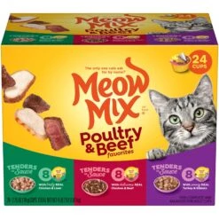 Meow Mix Tender Favorites Poultry & Beef Cat Food Trays Variety Pack