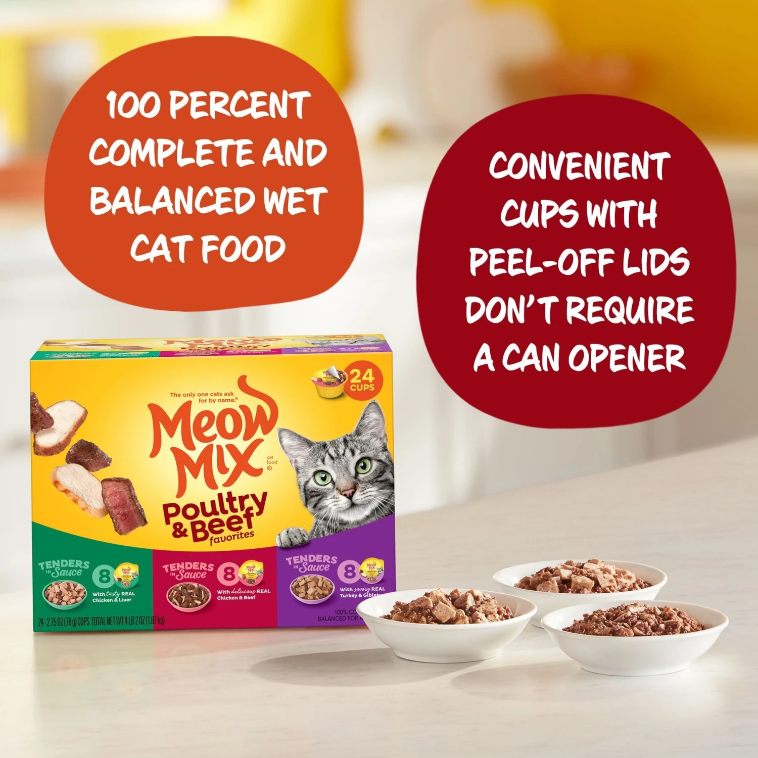 Meow Mix Tender Favorites Poultry & Beef Cat Food Trays Variety Pack 4 Meow Mix Tender Favorites Poultry & Beef Cat Food Trays Variety Pack - Image 4