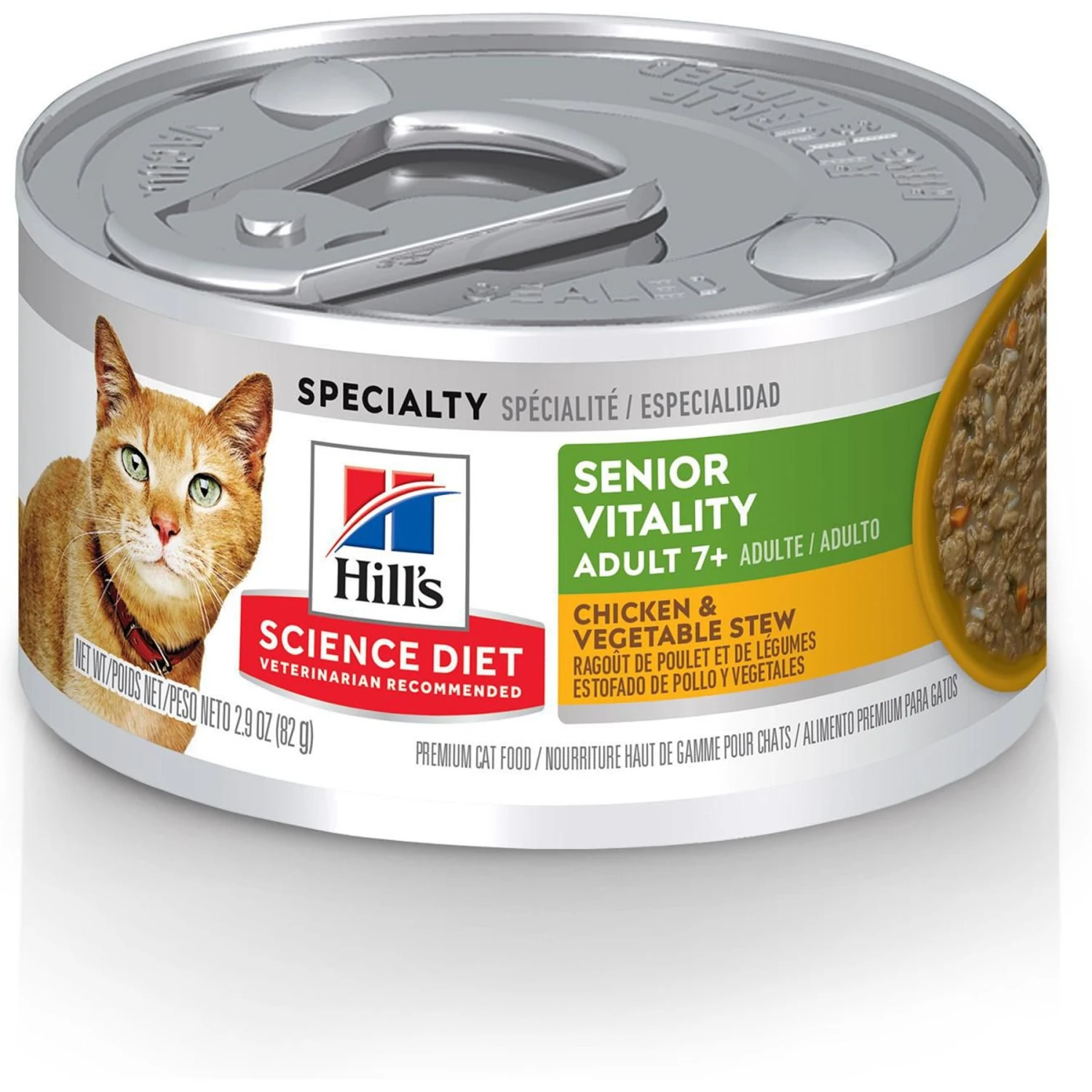 Hill's Science Diet Adult 7+ Senior Vitality Chicken & Vegetable Stew Canned Cat Food 1 Hill's Science Diet Adult 7+ Senior Vitality Chicken & Vegetable Stew Canned Cat Food