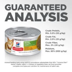 Hill's Science Diet Adult 7+ Senior Vitality Chicken & Vegetable Stew Canned Cat Food 14 Hill's Science Diet Adult 7+ Senior Vitality Chicken & Vegetable Stew Canned Cat Food -Wellness Sales 109371 PT7. AC SS1800 V1597972602