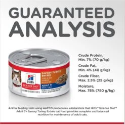 Hill's Science Diet Adult 7+ Savory Turkey Entree Canned Cat Food -Wellness Sales 110301 PT6. AC SS1800 V1598152896