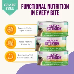 Health Extension Grain-Free Chicken & Duck Recipe Canned Cat Food 13 Health Extension Grain-Free Chicken & Duck Recipe Canned Cat Food -Wellness Sales 110303 PT4. AC SS1800 V1693235530