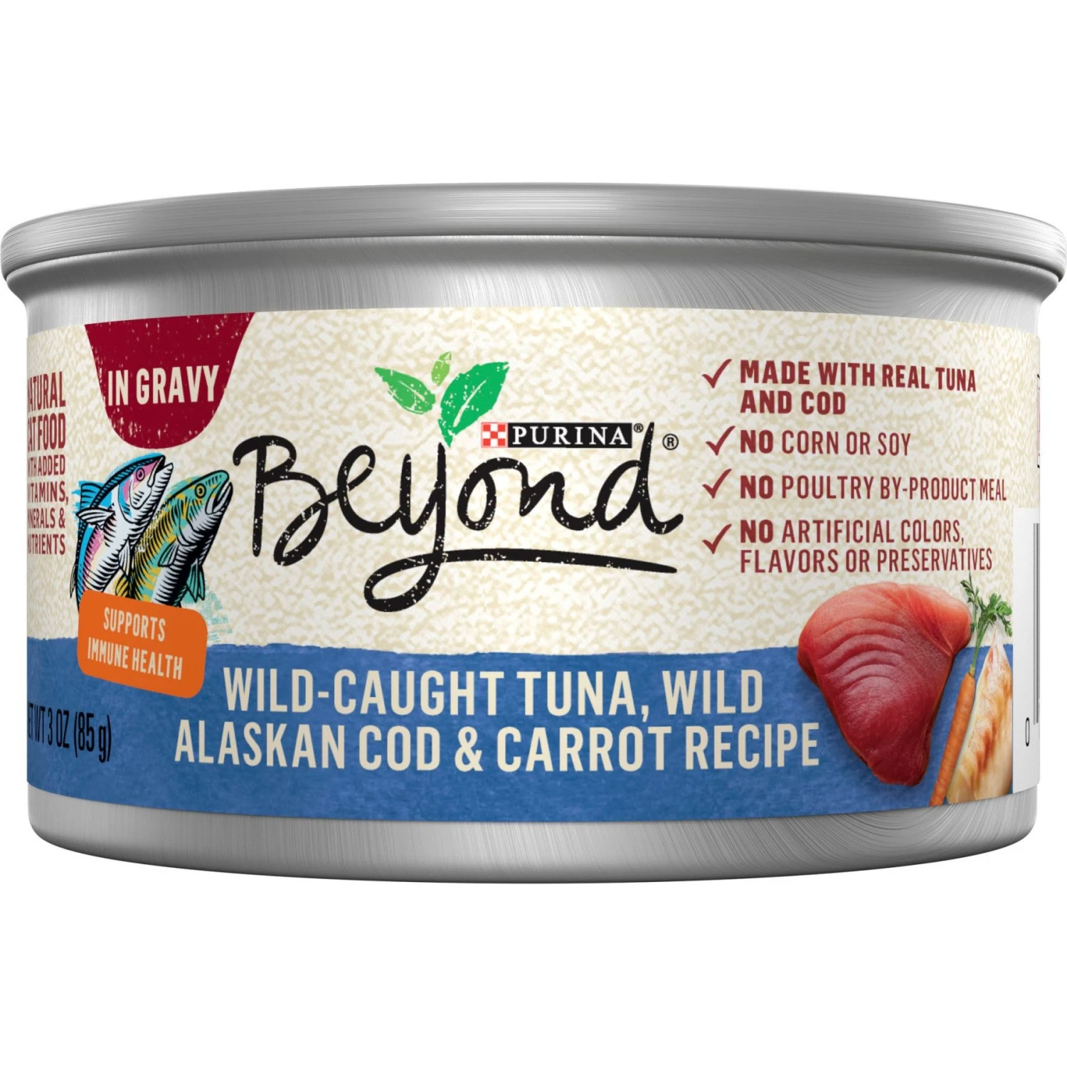 Purina Beyond Natural Wild-Caught Tuna, Cod & Carrots Recipe In Gravy Canned Cat Food 1 Purina Beyond Natural Wild-Caught Tuna, Cod & Carrots Recipe In Gravy Canned Cat Food