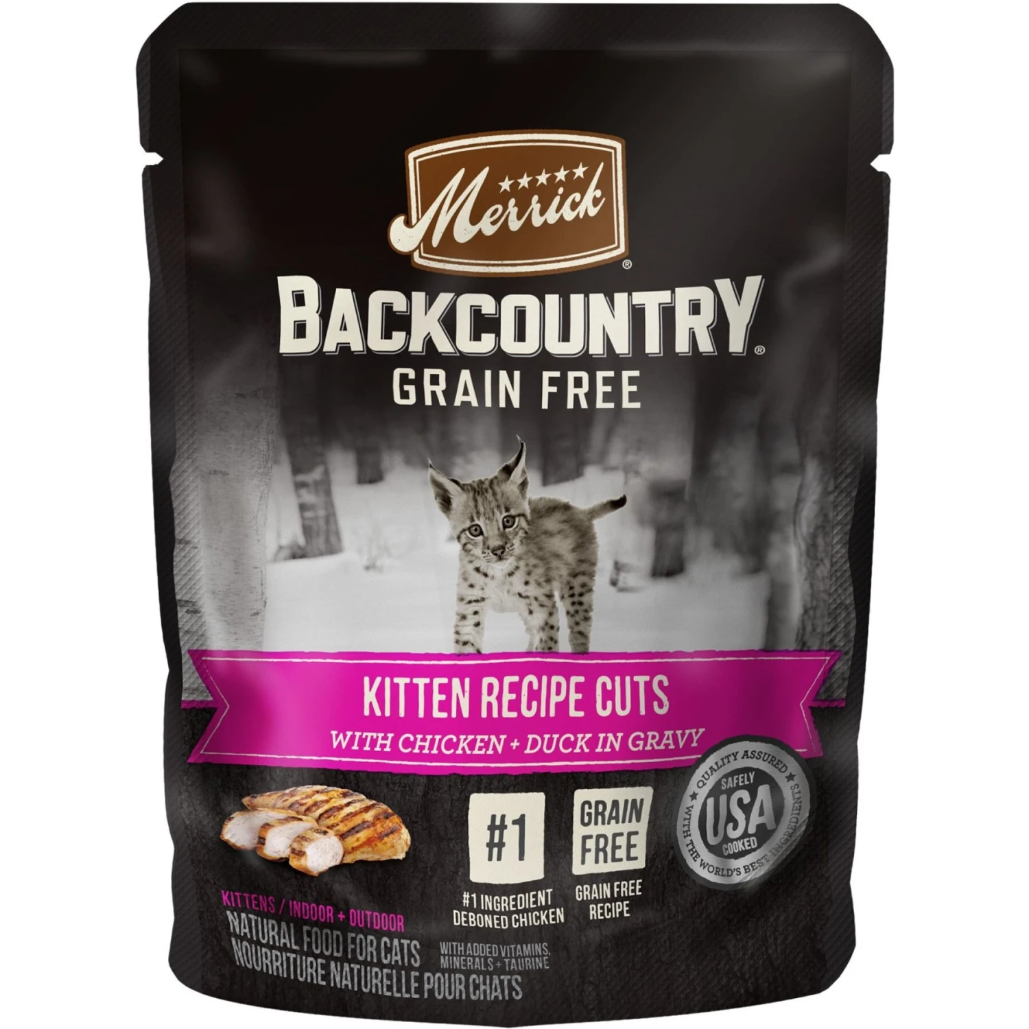 Merrick Backcountry Grain-Free Kitten Recipe Cuts Chicken & Duck In Gravy Cat Food Pouches 1 Merrick Backcountry Grain-Free Kitten Recipe Cuts Chicken & Duck In Gravy Cat Food Pouches