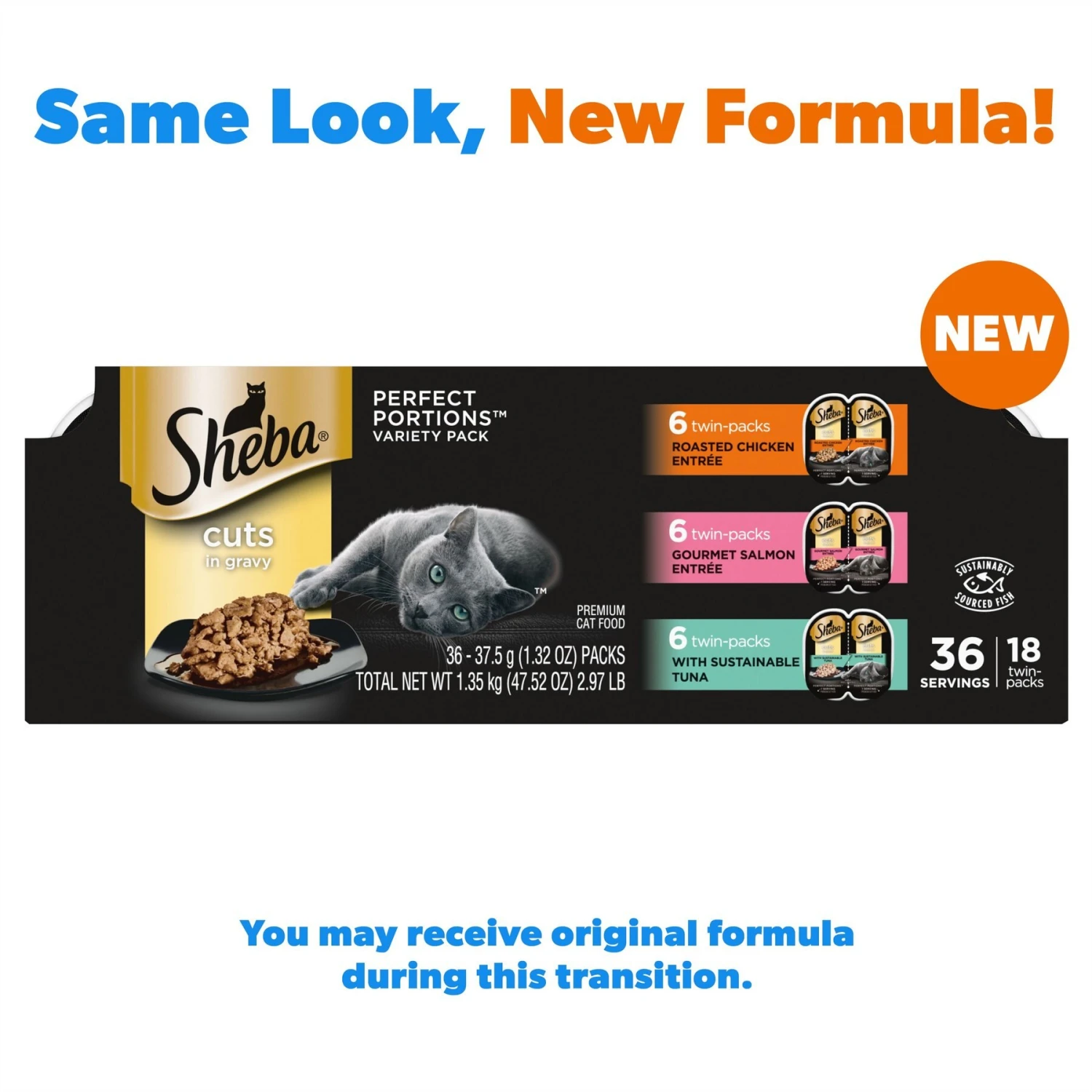 Sheba Perfect Portions Grain-Free Roasted Chicken, Gourmet Salmon & Signature Tuna Cuts In Gravy Variety Pack Adult Wet Cat Food Trays 2 Sheba Perfect Portions Grain-Free Roasted Chicken, Gourmet Salmon & Signature Tuna Cuts In Gravy Variety Pack Adult Wet Cat Food Trays - Image 2
