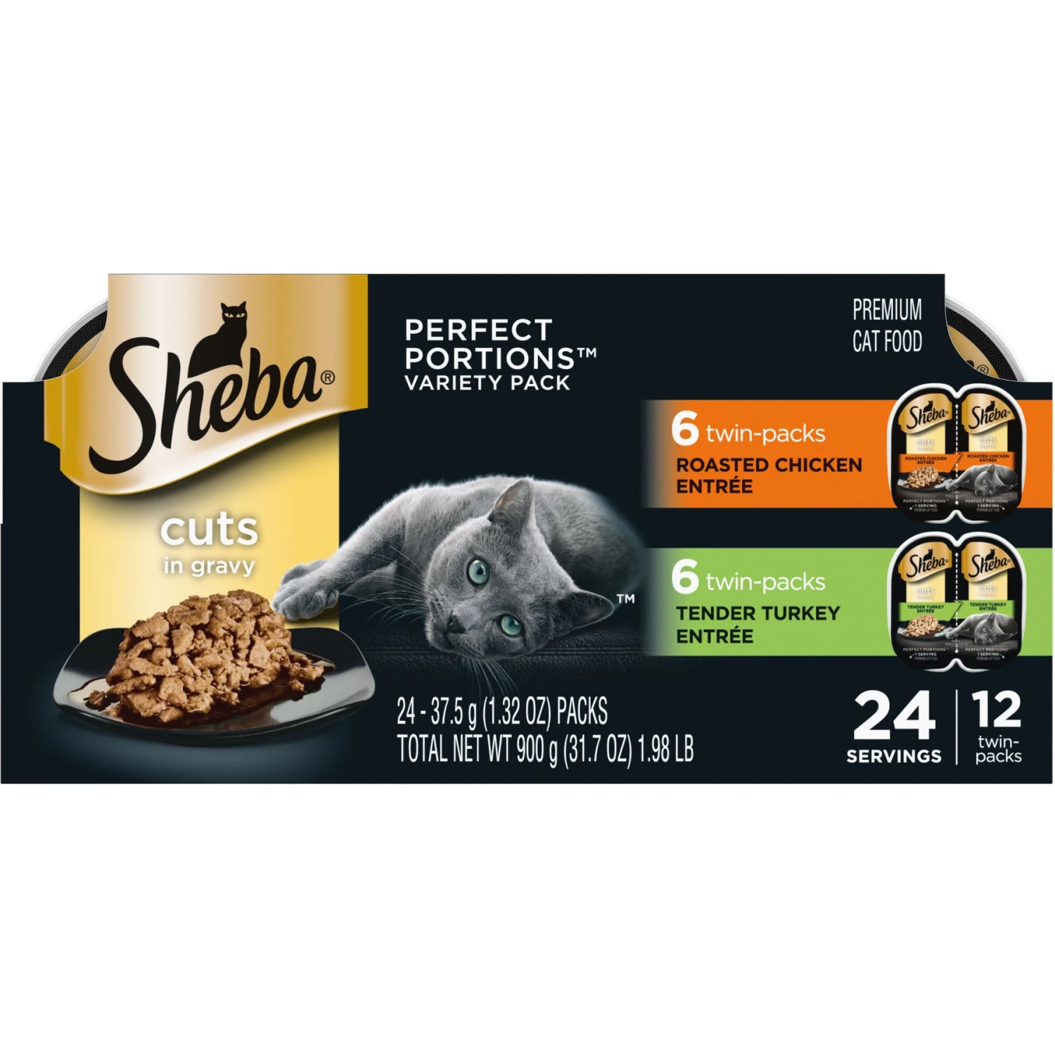 Sheba Perfect Portions Poultry Entrees Cuts In Gravy Variety Pack Adult Wet Cat Food Trays 1 Sheba Perfect Portions Poultry Entrees Cuts In Gravy Variety Pack Adult Wet Cat Food Trays