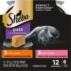 Sheba Perfect Portions Chicken & Salmon Pate Entree Variety Pack Adult Wet Cat Food Trays