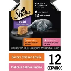 Sheba Perfect Portions Chicken & Salmon Pate Entree Variety Pack Adult Wet Cat Food Trays -Wellness Sales 126370 PT2. AC SS1800 V1626816385
