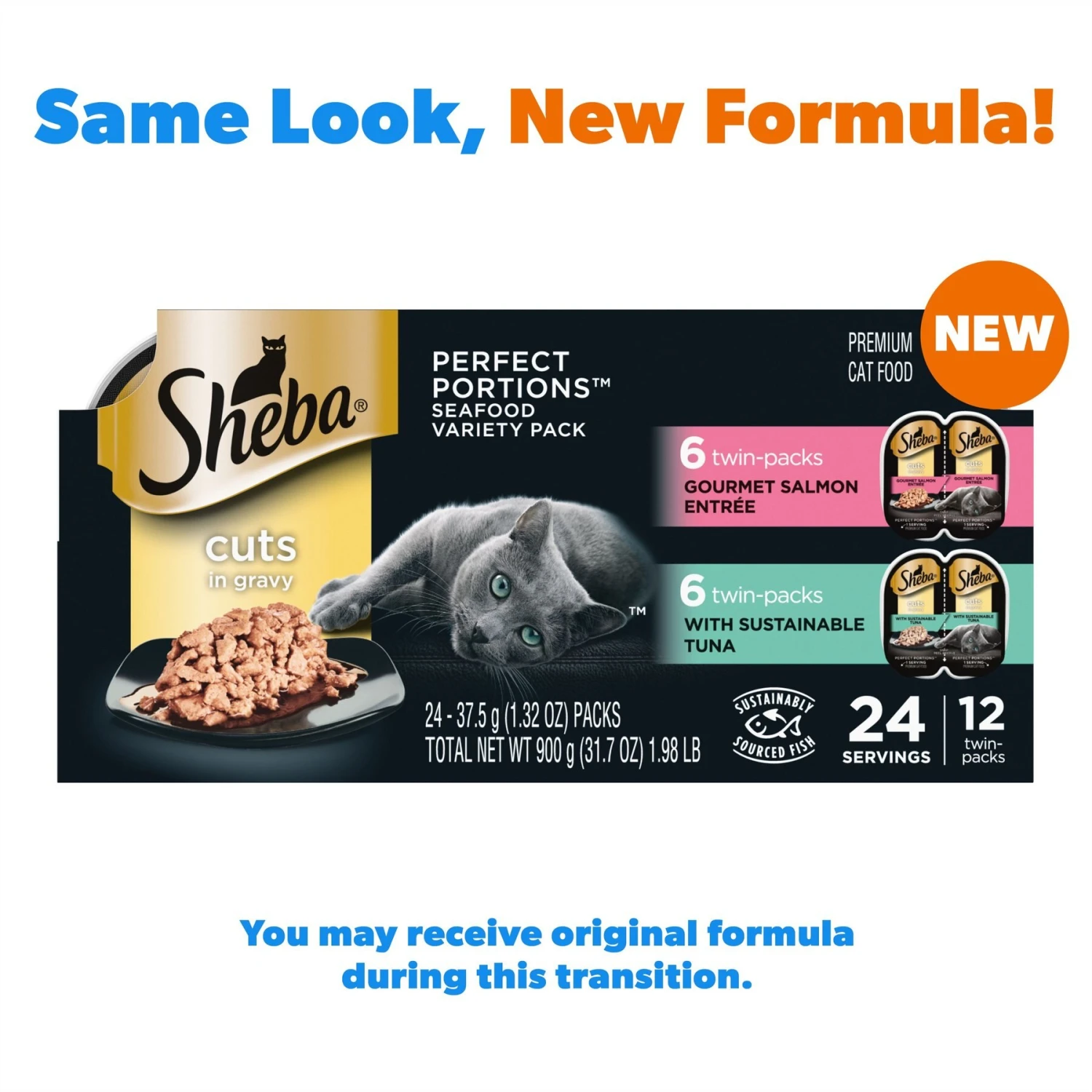 Sheba Perfect Portions Grain-Free Salmon & Sustainable Tuna Cuts In Gravy Entree Variety Pack Adult Wet Cat Food Trays 2 Sheba Perfect Portions Grain-Free Salmon & Sustainable Tuna Cuts In Gravy Entree Variety Pack Adult Wet Cat Food Trays - Image 2