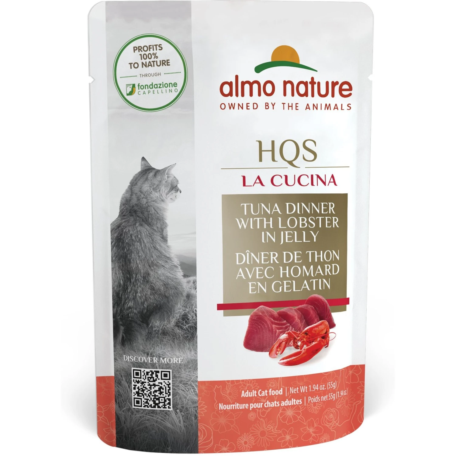 Almo Nature HQS La Cucina Tuna With Lobster Grain-Free Cat Food Pouches 1 Almo Nature HQS La Cucina Tuna With Lobster Grain-Free Cat Food Pouches