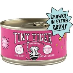 Tiny Tiger Chunks In EXTRA Gravy Beef Recipe Grain-Free Canned Cat Food