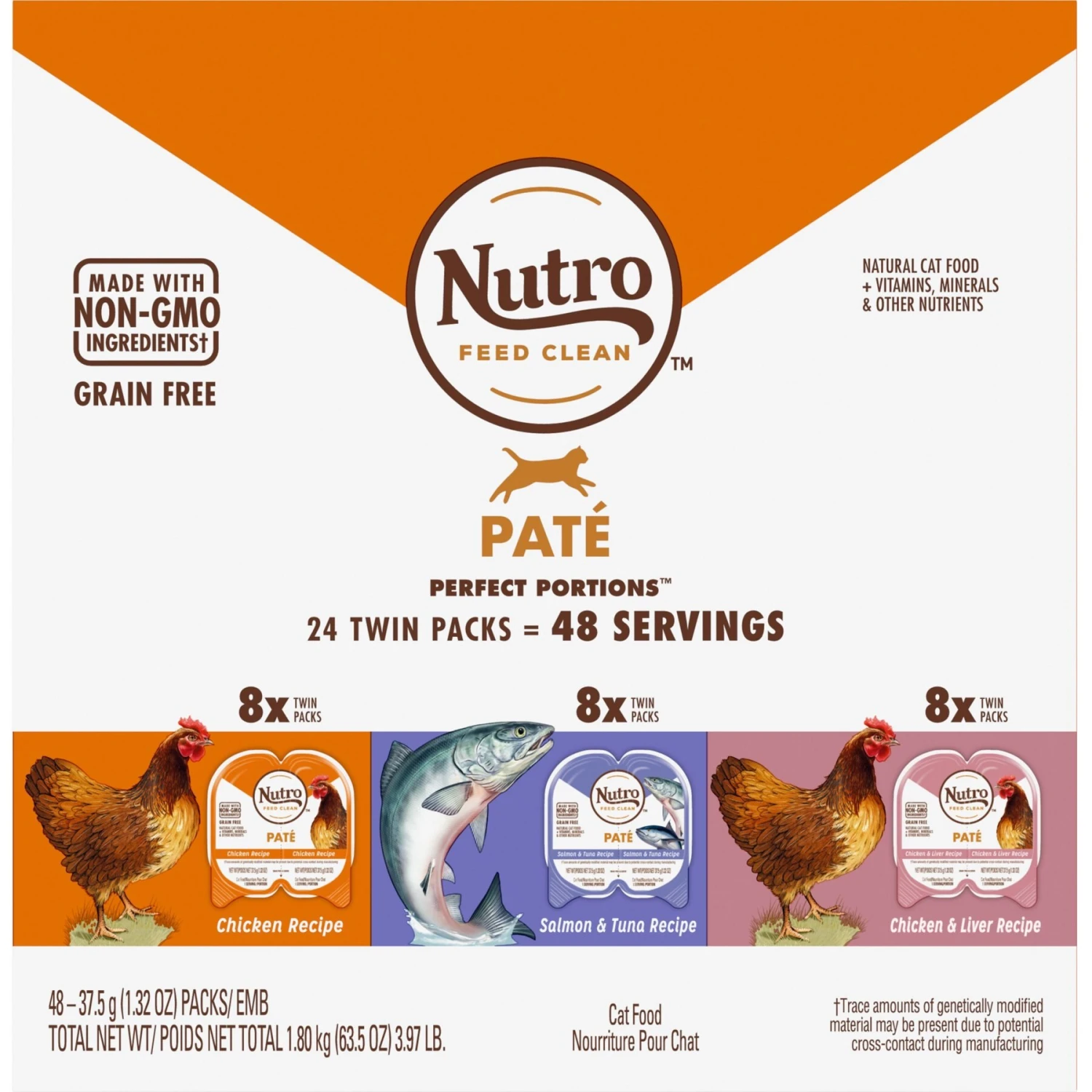 Nutro Perfect Portions Grain-Free Variety Pack Chicken, Salmon & Tuna, Chicken & Liver Pate Recipe Adult Wet Cat Food Trays 2 Nutro Perfect Portions Grain-Free Variety Pack Chicken, Salmon & Tuna, Chicken & Liver Pate Recipe Adult Wet Cat Food Trays - Image 2