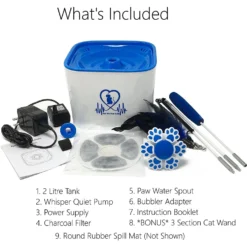 Pet Fit For Life Plastic Cat Water Fountain With Cat Wand & Mat, 67-oz -Wellness Sales 159016 PT5. AC SS1800 V1598656611