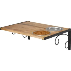 Frisco Wooden Wall Mounted Stainless Steel Cat Feeding Station With Bowl -Wellness Sales 213784 PT4. AC SS1800 V1599240370