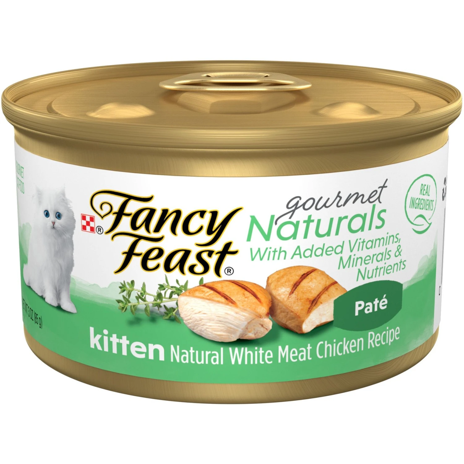 Fancy Feast Gourmet Naturals White Meat Chicken Recipe Grain-Free Pate Kitten Canned Cat Food, 3-oz Can, Case Of 12 1 Fancy Feast Gourmet Naturals White Meat Chicken Recipe Grain-Free Pate Kitten Canned Cat Food, 3-oz Can, Case Of 12