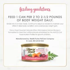 Fancy Feast Gourmet Naturals Natural Wild Alaskan Salmon Recipe Grain-Free Pate Kitten Canned Cat Food, 3-oz Can, Case Of 12 -Wellness Sales 214809 PT7. AC SS1800 V1677102921