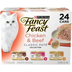 Fancy Feast Classic Collection Chicken & Beef Pate Variety Pack Canned Cat Food, 3-oz Can, Case Of 24