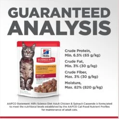 Hill's Science Diet Adult Chicken & Spinach Casserole Recipe Cat Food, 2.8-oz Pouch, Case Of 24 15 Hill's Science Diet Adult Chicken & Spinach Casserole Recipe Cat Food, 2.8-oz Pouch, Case Of 24 -Wellness Sales 218067 PT6. AC SS1800 V1598150196