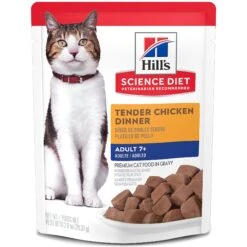 Hill's Science Diet Adult 7+ Tender Chicken Recipe Cat Food, 2.8-oz Pouch, Case Of 24