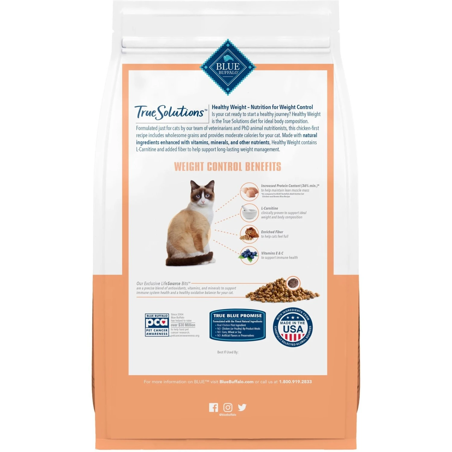 Blue Buffalo True Solutions Healthy Weight Natural Weight Control Chicken Adult Dry Cat Food 2 Blue Buffalo True Solutions Healthy Weight Natural Weight Control Chicken Adult Dry Cat Food - Image 2