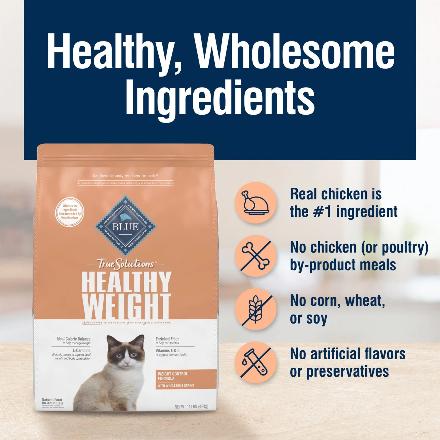 Blue Buffalo True Solutions Healthy Weight Natural Weight Control Chicken Adult Dry Cat Food 6 Blue Buffalo True Solutions Healthy Weight Natural Weight Control Chicken Adult Dry Cat Food - Image 6