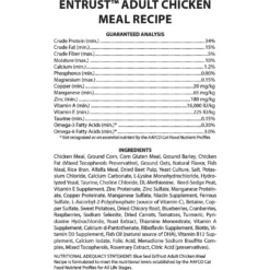 Blue Seal EnTrust Adult Cat Chicken Meal Recipe Dry Cat Food -Wellness Sales 255290 PT2. AC SS1800 V1602729694