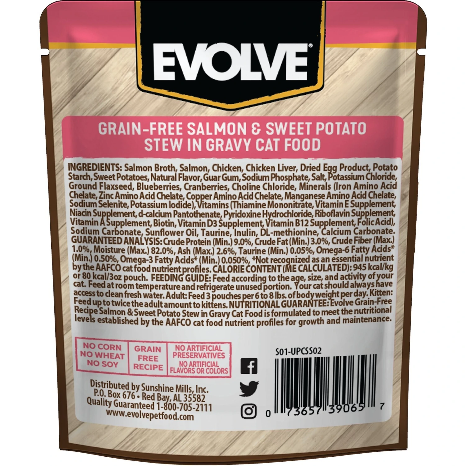 Evolve Salmon & Sweet Potato Stew In Gravy Grain-Free Wet Pouch Cat Food, 3-oz Pouch, Case Of 24 2 Evolve Salmon & Sweet Potato Stew In Gravy Grain-Free Wet Pouch Cat Food, 3-oz Pouch, Case Of 24 - Image 2