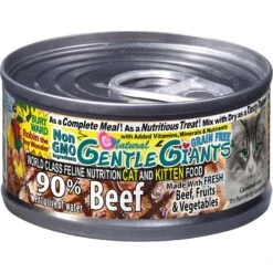 Gentle Giants Natural Non-GMO Beef Grain-Free Cat & Kitten Canned Cat Food, 3-oz, Case Of 24
