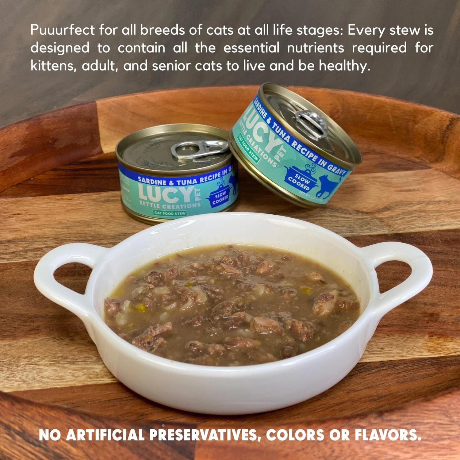 Lucy Pet Products Kettle Creations Sardine & Tuna Recipe In Gravy Wet Cat Food, 2.47-oz Can, Case Of 12 3 Lucy Pet Products Kettle Creations Sardine & Tuna Recipe In Gravy Wet Cat Food, 2.47-oz Can, Case Of 12 - Image 3
