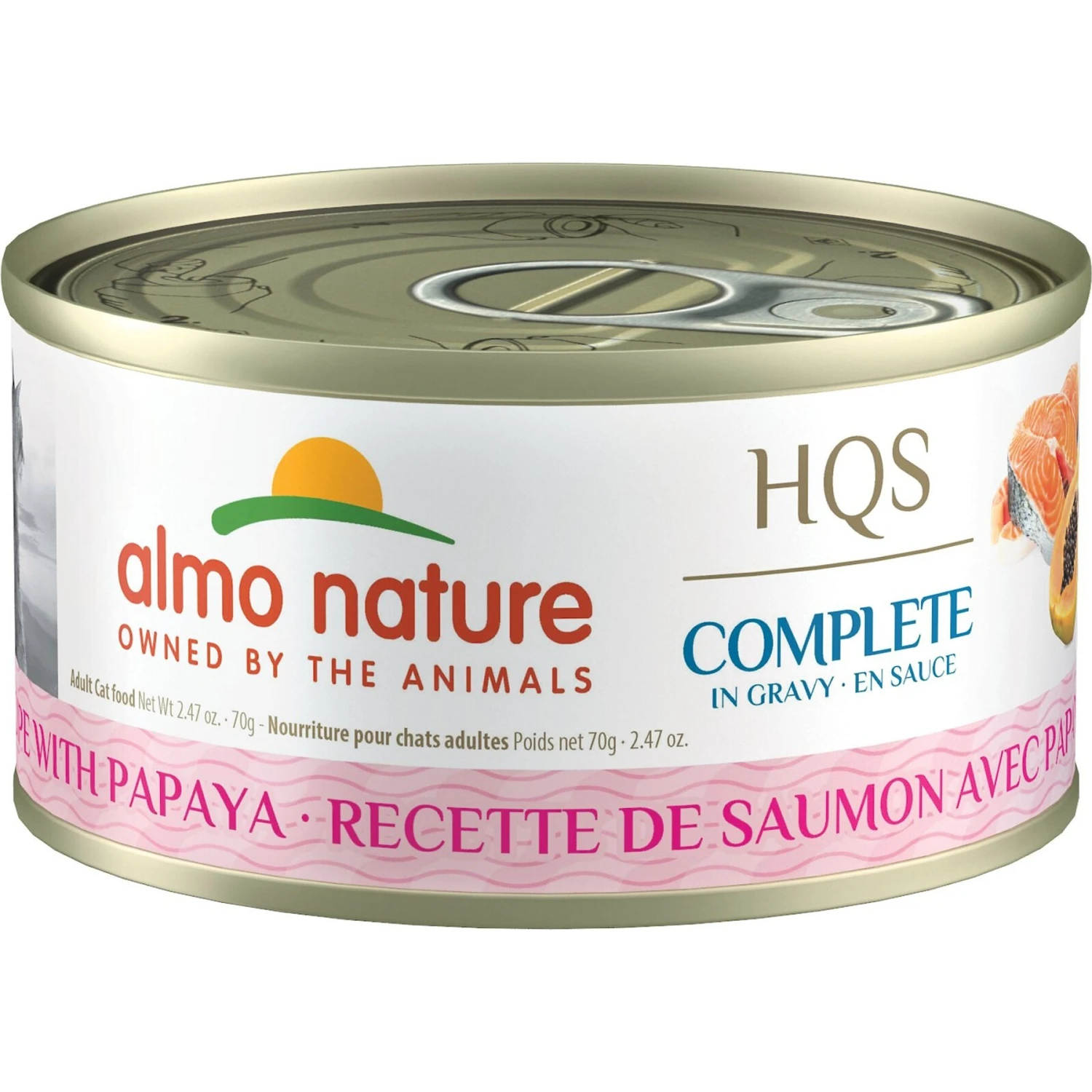 Almo Nature HQS Complete Salmon With Papaya Wet Cat Food, 2.47-oz Can, Case Of 12 1 Almo Nature HQS Complete Salmon With Papaya Wet Cat Food, 2.47-oz Can, Case Of 12