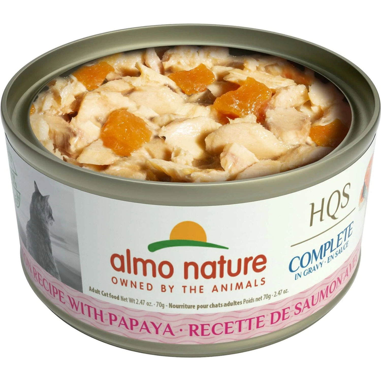 Almo Nature HQS Complete Salmon With Papaya Wet Cat Food, 2.47-oz Can, Case Of 12 2 Almo Nature HQS Complete Salmon With Papaya Wet Cat Food, 2.47-oz Can, Case Of 12 - Image 2