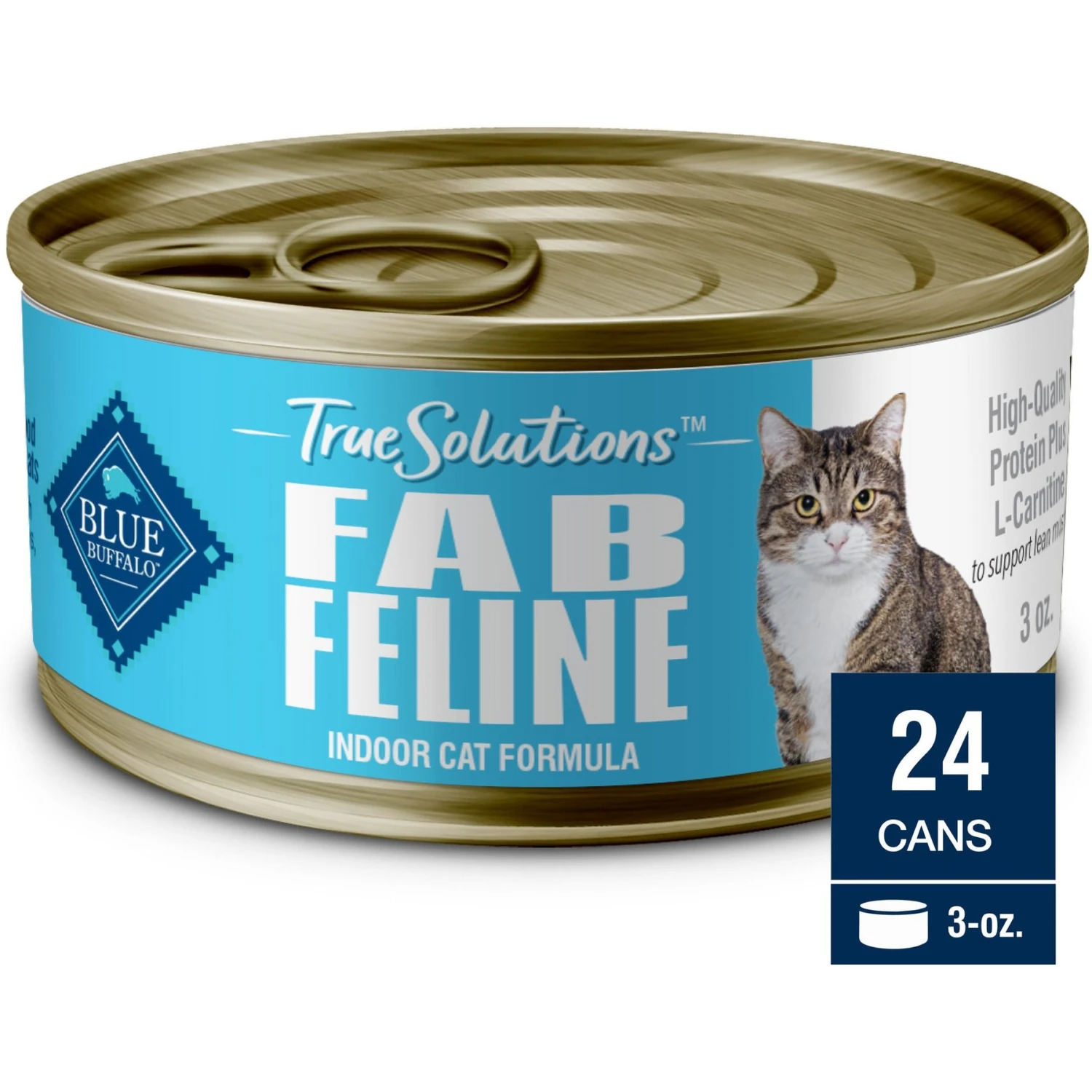 Blue Buffalo True Solutions Fab Feline Indoor Formula Chicken Wet Cat Food, 3-oz Can, Case Of 24 1 Blue Buffalo True Solutions Fab Feline Indoor Formula Chicken Wet Cat Food, 3-oz Can, Case Of 24