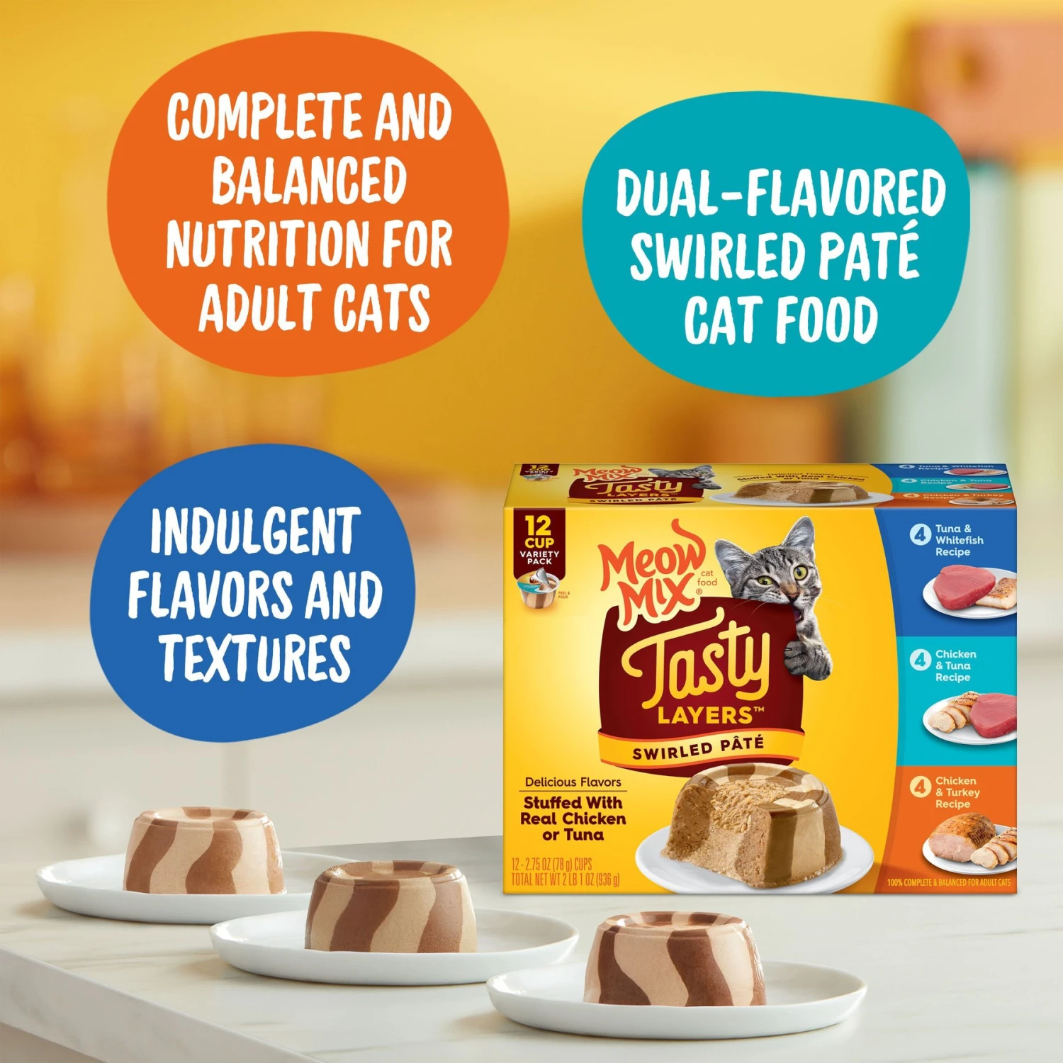 Meow Mix Tasty Layers Variety Pack Swirled Paté Cat Food, 2.75-oz Can, Case Of 12 5 Meow Mix Tasty Layers Variety Pack Swirled Paté Cat Food, 2.75-oz Can, Case Of 12 - Image 5