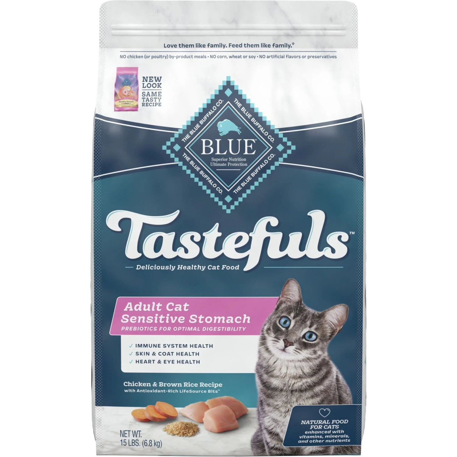 Blue Buffalo Tastefuls Sensitive Stomach Natural Chicken Adult Dry Cat Food & Blue Buffalo Bursts With Savory Seafood Cat Treats 6 Blue Buffalo Tastefuls Sensitive Stomach Natural Chicken Adult Dry Cat Food & Blue Buffalo Bursts With Savory Seafood Cat Treats - Image 6
