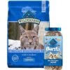 Blue Buffalo Wilderness Indoor Chicken Recipe Grain-Free Dry Cat Food & Blue Buffalo Bursts With Paw-Licken Chicken Cat Treats