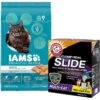 Iams ProActive Health Indoor Weight & Hairball Care Adult Dry Cat Food & Arm & Hammer Litter Slide Multi-Cat Scented Clumping Clay Cat Litter