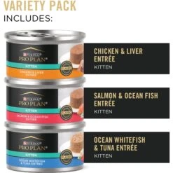 Purina Pro Plan Focus Kitten Favorites Variety Pack Canned Cat Food & Fancy Feast Tender Feast Variety Pack Canned Kitten Food -Wellness Sales 293642 PT6. AC SS1800 V1620092252
