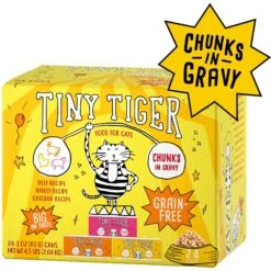 Tiny Tiger Chunks In Gravy Beef & Poultry Recipes Variety Pack Grain-Free Canned Cat Food & Fancy Feast Grilled Poultry & Beef Feast Variety Pack Canned Cat Food -Wellness Sales 293928 PT5. AC SS1800 V1668550299
