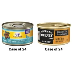 American Journey Minced Chicken & Tuna Recipe In Gravy Grain-Free Canned Cat Food & Wellness Minced Tuna Dinner Grain-Free Canned Cat Food