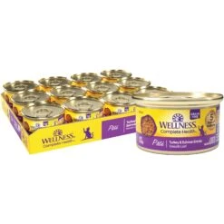 American Journey Pate Salmon Recipe Grain-Free Canned Cat Food, 3-oz Can, 24 Count & Wellness Complete Health Turkey & Salmon Formula Grain-Free Natural Canned Cat Food -Wellness Sales 297798 PT5. AC SS1800 V1694612913