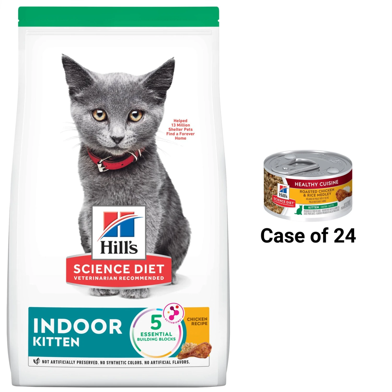Hill's Science Diet Kitten Healthy Cuisine Tender Chicken & Rice Medley Canned Cat Food & Hill's Science Diet Indoor Kitten Dry Cat Food 1 Hill's Science Diet Kitten Healthy Cuisine Tender Chicken & Rice Medley Canned Cat Food & Hill's Science Diet Indoor Kitten Dry Cat Food