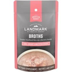 Tiki Cat Luau Velvet Mousse Variety Pack Grain-Free Wet Cat Food, 2.8-oz Pouch, Case Of 12 & American Journey Landmark Broths Tuna, Shrimp & Whitefish Recipe Wet Cat Food Complement Pouches, 1.4 Oz Case Of 16 -Wellness Sales 298552 PT5. AC SS1800 V1701115718