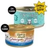 Tiny Tiger Chunks In Gravy Seafood Recipe Grain-Free Canned Cat Food & Fancy Feast Gravy Lovers Ocean Whitefish & Tuna Feast In Sauteed Seafood Flavor Gravy Canned Cat Food