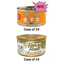 Tiny Tiger Pate Turkey & Giblets Recipe Grain-Free Canned Cat Food & Fancy Feast Classic Turkey & Giblets Feast Canned Cat Food