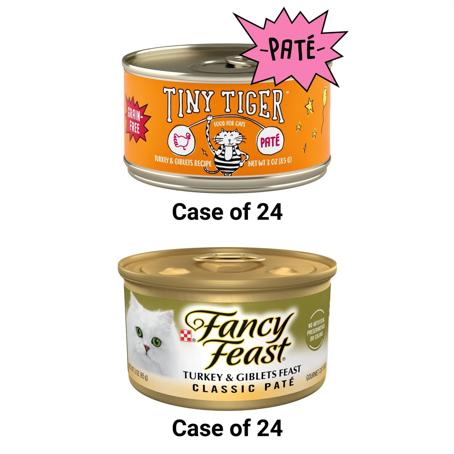 Tiny Tiger Pate Turkey & Giblets Recipe Grain-Free Canned Cat Food & Fancy Feast Classic Turkey & Giblets Feast Canned Cat Food 1 Tiny Tiger Pate Turkey & Giblets Recipe Grain-Free Canned Cat Food & Fancy Feast Classic Turkey & Giblets Feast Canned Cat Food