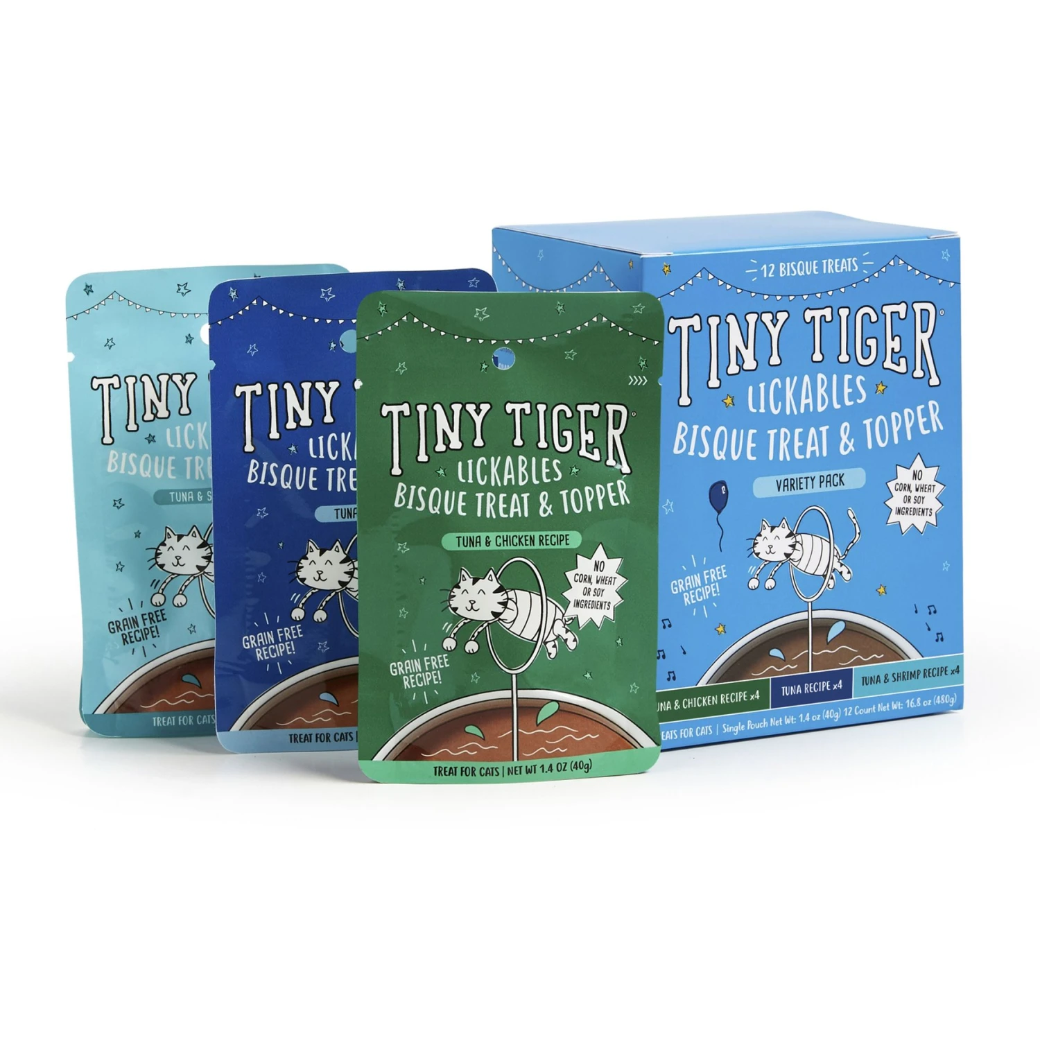 Tiny Tiger, Lickables, Variety Pack, Bisque Cat Treat & Topper 1 Tiny Tiger, Lickables, Variety Pack, Bisque Cat Treat & Topper