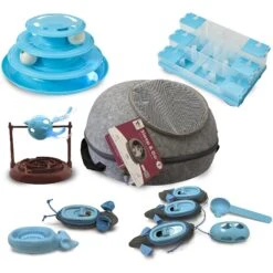 Ethical Pet Doc & Phoebe Puzzle Cat Feeder, Blue/White -Wellness Sales 316060 PT5. AC SS1800 V1631784100