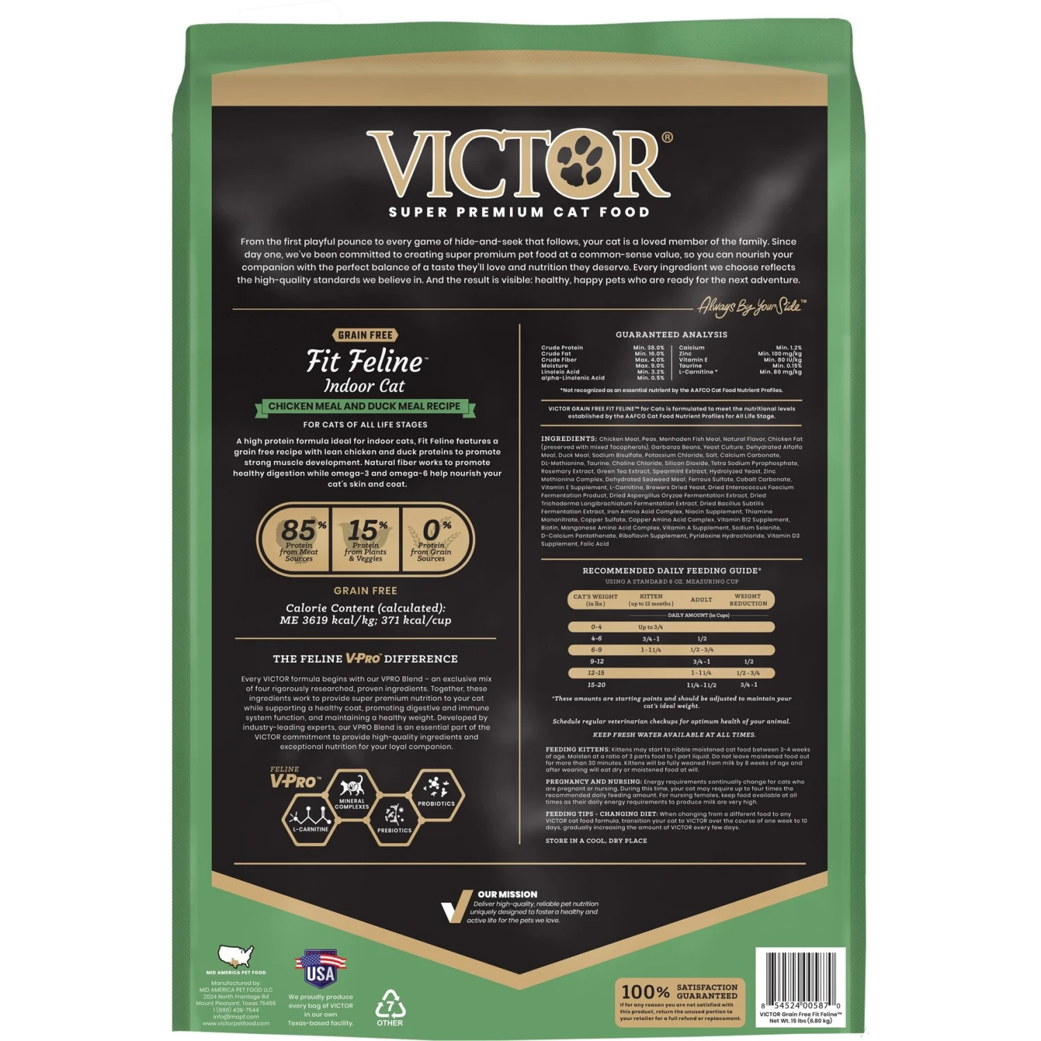 VICTOR Fit Feline Indoor Grain-Free Chicken Meal & Duck Meal Recipe Dry Cat Food 2 VICTOR Fit Feline Indoor Grain-Free Chicken Meal & Duck Meal Recipe Dry Cat Food - Image 2