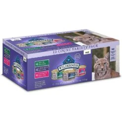 Blue Buffalo Wilderness High Protein Natural Grain-Free Chicken Mature Dry Cat Food & Blue Buffalo Wilderness Pate Variety Pack Duck, Chicken & Salmon Grain-Free Cat Canned Food -Wellness Sales 338653 PT5. AC SS1800 V1635911268