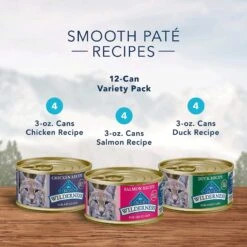 Blue Buffalo Wilderness High Protein Natural Grain-Free Chicken Mature Dry Cat Food & Blue Buffalo Wilderness Pate Variety Pack Duck, Chicken & Salmon Grain-Free Cat Canned Food -Wellness Sales 338653 PT6. AC SS1800 V1635917262